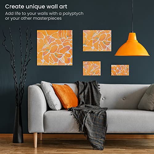 ARTEZA 50x50 cm, 30x40 cm, 20x25cm, and 25x15 cm Stretched Canvas, Pack of 4, 100% Cotton and Primed with Acid-Free Titanium Acrylic Gesso, Art Supplies for Professional Artists & Hobby Painters