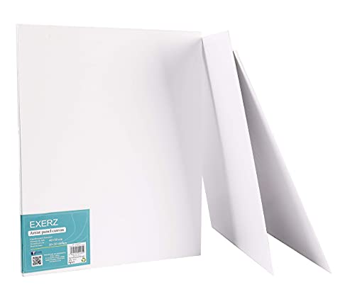 Exerz 40x50cm Canvas Panels 6pcs/ 3mm Artist Canvas Board Blank/ 280gsm 100% Cotton/Triple Primed/Acid Free/Medium Grain - Oil & Acrylic Painting for Artists at All Levels