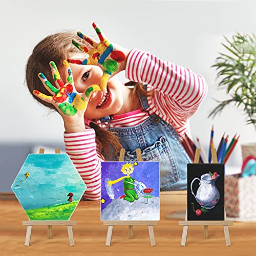 Stretched Canvases for Painting Multi Pack of 8，Assorted Small Size 4x4", 6x6", 8x8",4x6", 6x8", 8x10", 9x12", Blank Mini Art Paint Canvas for Acrylics, Oils,Include Tension Wedges & Hexagon Shapes