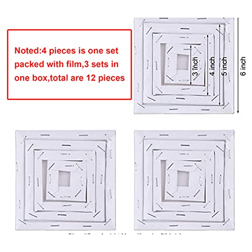 Assorted Size 3 Inches/ 4 Inches/ 5 Inches/ 6 Inches Mini Art Canvas Stretched for Craft Painting Drawing, 12 Pieces