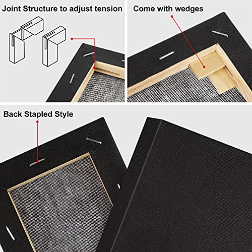 Stretched Canvases for Painting Multi Pack of 8，Assorted Small Size 4x4", 6x6", 8x8",4x6", 6x8", 8x10", 9x12", Blank Mini Art Paint Canvas for Acrylics, Oils,Include Tension Wedges & Hexagon Shapes