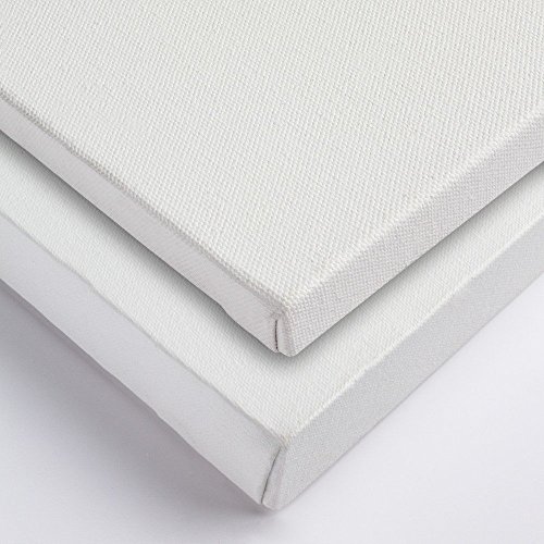 Set of 4 Blank Stretched Canvas On Square 20cm X 20cm (8” X 8”) Wooden Frames- Ideal for Painting & Decorating, Suitable for Both Oil and Acrylic Paints, Can Be Used by All Ages.