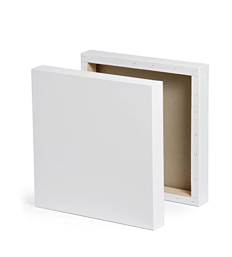 Set of 4 Blank Stretched Canvas On Square 20cm X 20cm (8” X 8”) Wooden Frames- Ideal for Painting & Decorating, Suitable for Both Oil and Acrylic Paints, Can Be Used by All Ages.