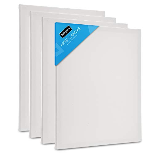Hillington 4-Pack Artist Canvas Pre-Stretched and Stapled on Sturdy Wooden Frames - Triple Primed Unbleached Cotton with Acid Free Finish Suitable for Oil and Acrylic Paints, Pencil or Chalks (40x50)