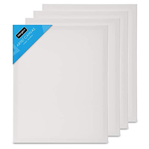 Hillington 4-Pack Artist Canvas Pre-Stretched and Stapled on Sturdy Wooden Frames - Triple Primed Unbleached Cotton with Acid Free Finish Suitable for Oil and Acrylic Paints, Pencil or Chalks (40x50)