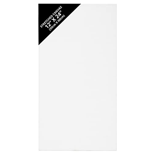 Belle Vous 7 Pack Blank Canvas - 30 x 60cm (12 x 24 inches) - Pre Stretched Canvas Panel Boards - Suitable for Acrylic and Oil Painting Also for Sketching and Drawing