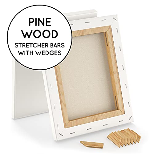 Stretched Canvas Frames - Stretched Canvas (Pack of 6-16 in x 12 in) 100% Cotton Artist Quality Acid Free Triple Primed Gesso Stretched Canvases Quality Art Paint Supply by Artistik