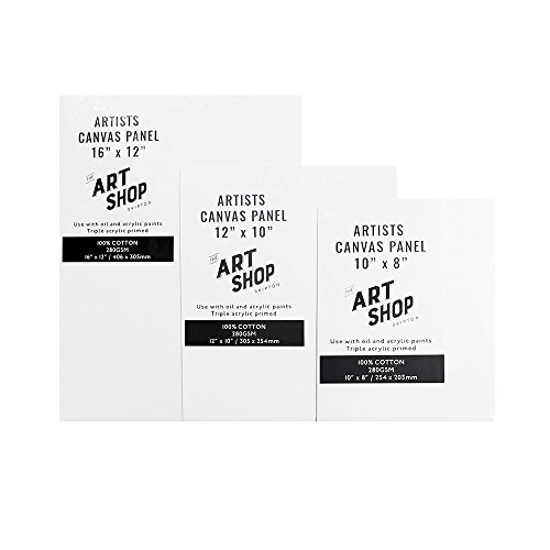 Artists 100% Cotton Canvas Board for Oil & Acrylic Painting 12 x 10" (Pack of 5)