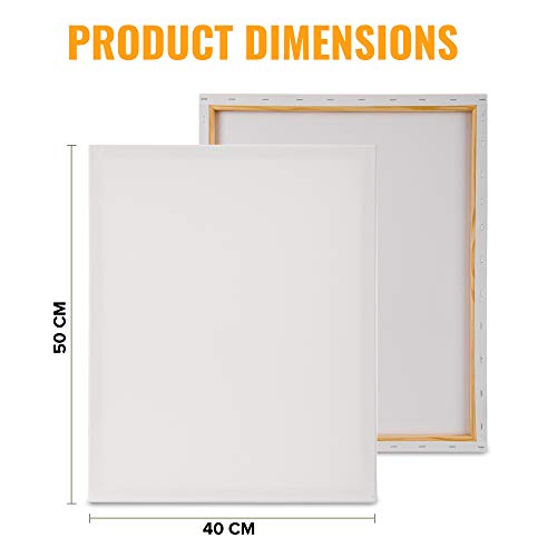 Hillington 4-Pack Artist Canvas Pre-Stretched and Stapled on Sturdy Wooden Frames - Triple Primed Unbleached Cotton with Acid Free Finish Suitable for Oil and Acrylic Paints, Pencil or Chalks (40x50)