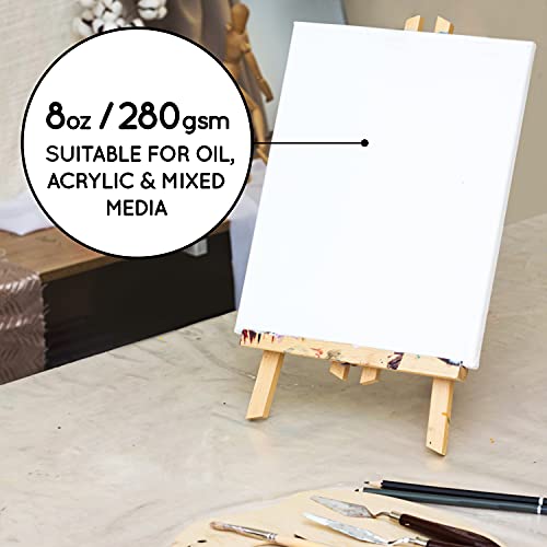 Stretched Canvas Frames - Stretched Canvas (Pack of 6-16 in x 12 in) 100% Cotton Artist Quality Acid Free Triple Primed Gesso Stretched Canvases Quality Art Paint Supply by Artistik