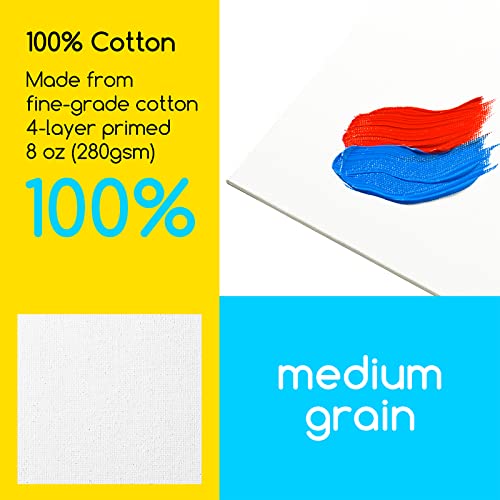MEEDEN 15-Pack Canvas Boards for Painting, 9×12 Inches Blank White Canvas Panels, 100% Cotton, 8 oz Gesso-Primed, Canvas Art Supplies 9x12 for Oil, Acrylic, Pouring, Airbrushing & Gouache