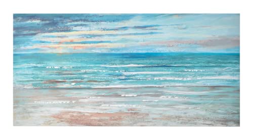 Home Selections Hand Painted Abstract Seascape Wall Canvas. Large Teal Canvas Art. 3D Modern Canvas Picture, Ready to hang Canvas Wall Art. 100x50cm