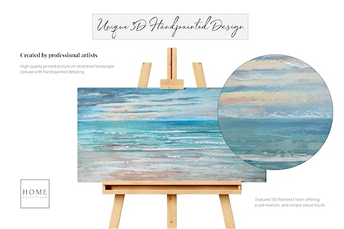 Home Selections Hand Painted Abstract Seascape Wall Canvas. Large Teal Canvas Art. 3D Modern Canvas Picture, Ready to hang Canvas Wall Art. 100x50cm