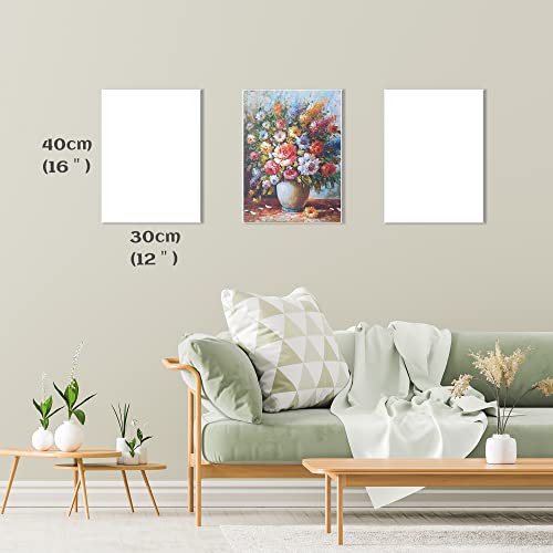 Blank Canvas for Painting 5pcs 11.8x15.7 inches Artist Canvases Frame Board Panels, 100% Cotton Acid Free Triple Primed Medium Grain Professional Artist Canvases for Watercolour Oil Acrylic Painting