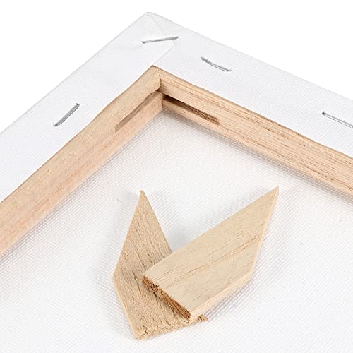 HAKZEON 10 Pack 20 x 20 cm Stretched Blank Square Canvas, Artist Blank Canvas Frame Stretcher with 80 Tightening Keys, White Stretched Canvas for Acrylic Painting, Oil Painting, Wet and Dry Art Media