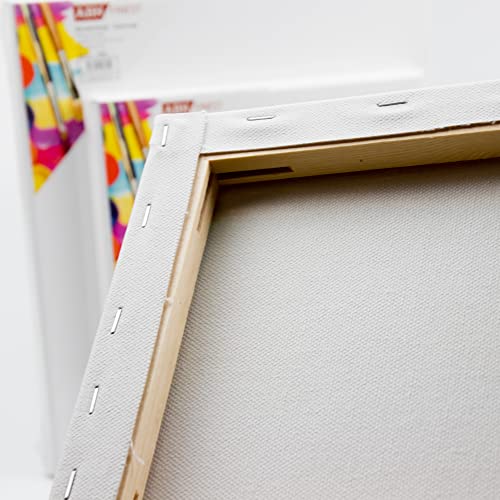 Blank Artist Canvas A4 Plain White Painting Board, Extra Large Wall Art with Wooden Wedges Suitable for Acrylic Paint, Oil Paint, Watercolour 380gsm Cotton Pre Stretched on Pine Wood Frame Square