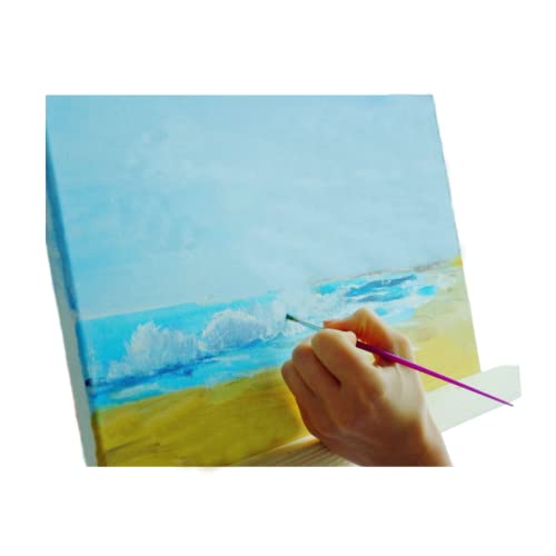 HAKZEON 10 Pack 20 x 20 cm Stretched Blank Square Canvas, Artist Blank Canvas Frame Stretcher with 80 Tightening Keys, White Stretched Canvas for Acrylic Painting, Oil Painting, Wet and Dry Art Media