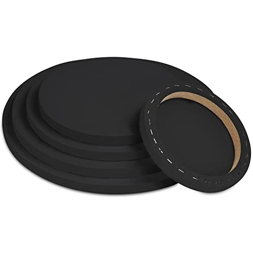Belle Vous 5 Pack Black Round Blank Canvas Set - 5 Assorted Sizes - Pre Stretched Canvas Panel Boards - Suitable for Acrylic and Oil Painting Also for Sketching and Drawing