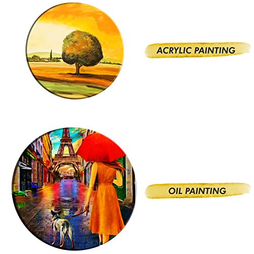 Belle Vous 5 Pack Black Round Blank Canvas Set - 5 Assorted Sizes - Pre Stretched Canvas Panel Boards - Suitable for Acrylic and Oil Painting Also for Sketching and Drawing