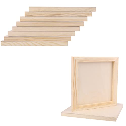 Creative Deco 8 x Wooden Canvas Painting Board | 20 x 20 cm | Cradled Plywood Panel | Art Painting for Crafts, Mixed-Media, Encaustic, Decoupage, Wood Burning, Acrylic Painting, Drawing, Pouring