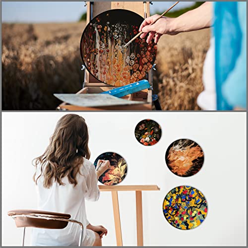 Belle Vous 5 Pack Black Round Blank Canvas Set - 5 Assorted Sizes - Pre Stretched Canvas Panel Boards - Suitable for Acrylic and Oil Painting Also for Sketching and Drawing