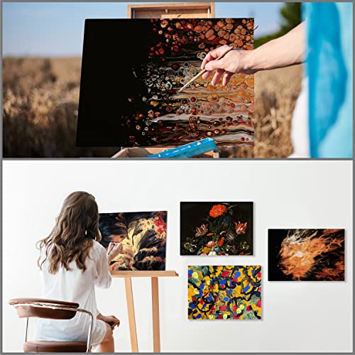 Belle Vous 4 Pack Blank Black Canvas - 40 x 50cm (16 x 20 inches) - Pre Stretched Canvas Panel Boards - Suitable for Acrylic and Oil Painting Also for Sketching and Drawing