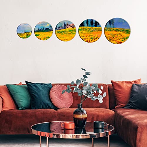 Belle Vous 5 Pack Black Round Blank Canvas Set - 5 Assorted Sizes - Pre Stretched Canvas Panel Boards - Suitable for Acrylic and Oil Painting Also for Sketching and Drawing