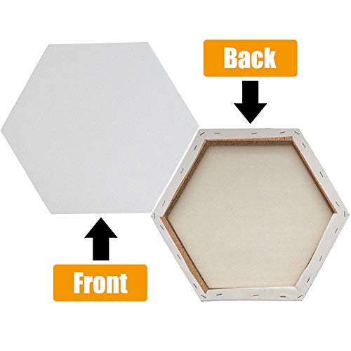 3 Pieces Art Stretched Canvas, 30 cm/11.8 inch Art Painting Frame, Painting Canvas Panel Boards, for Painting Lovers, Children’s Gifts, Painting Exercises (Hexagon)