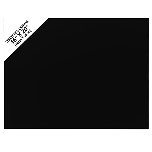 Belle Vous 4 Pack Blank Black Canvas - 40 x 50cm (16 x 20 inches) - Pre Stretched Canvas Panel Boards - Suitable for Acrylic and Oil Painting Also for Sketching and Drawing