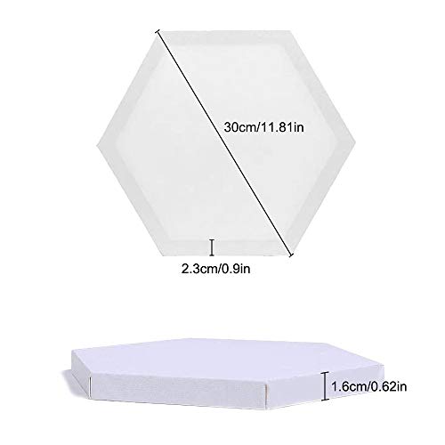 3 Pieces Art Stretched Canvas, 30 cm/11.8 inch Art Painting Frame, Painting Canvas Panel Boards, for Painting Lovers, Children’s Gifts, Painting Exercises (Hexagon)