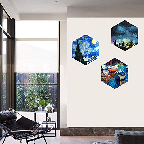 3 Pieces Art Stretched Canvas, 30 cm/11.8 inch Art Painting Frame, Painting Canvas Panel Boards, for Painting Lovers, Children’s Gifts, Painting Exercises (Hexagon)