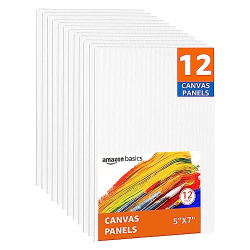 Amazon Basics Painting Canvas Panels, 12 Pack, White, 7 in x 5 in