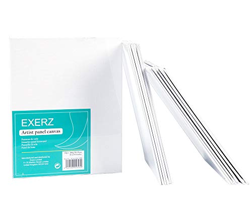 Exerz 20x25cm Canvas Panels 12pcs 280GSM/ Artist Canvas Board 100% Cotton 0.3cm Thinkness/ Blank/ Triple Primed/ Acid Free/ Medium Grain