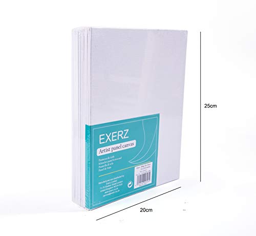 Exerz 20x25cm Canvas Panels 12pcs 280GSM/ Artist Canvas Board 100% Cotton 0.3cm Thinkness/ Blank/ Triple Primed/ Acid Free/ Medium Grain