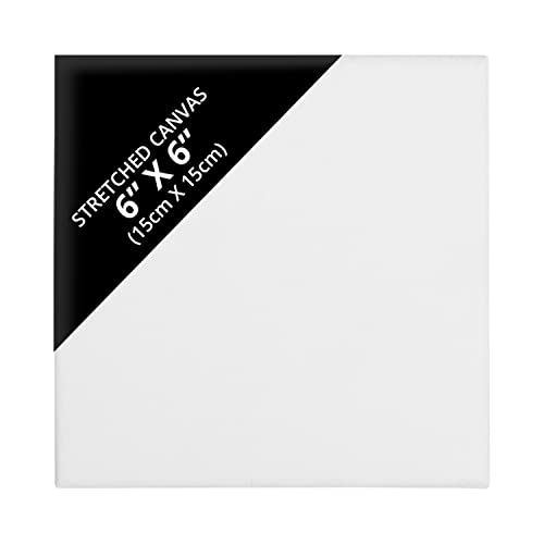 Belle Vous 24 Pack Blank Canvas - 15 x 15cm (6 x 6 inches) - Pre Stretched Canvas Panel Boards - Suitable for Acrylic and Oil Painting Also for Sketching and Drawing