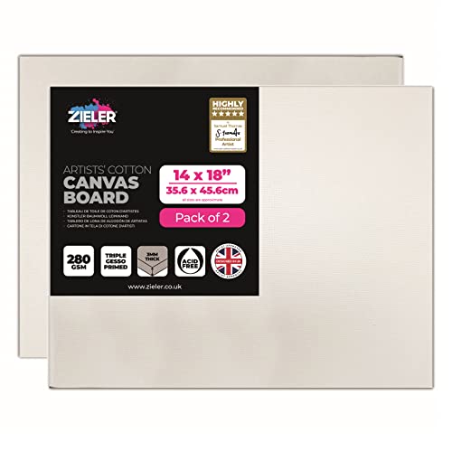 2 Stretched White Canvas Boards/Panels by Zieler® (14" x 18")