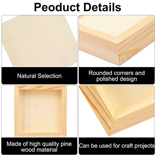 Unfinished Wooden Panels, 8 Pack Square Wood Canvas Panel Boards for Painting, Drawing, Arts and Crafts - 15 x 15 cm