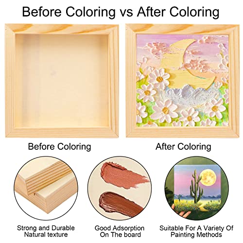 Unfinished Wooden Panels, 8 Pack Square Wood Canvas Panel Boards for Painting, Drawing, Arts and Crafts - 15 x 15 cm