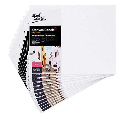 Mont Marte Professional Series Painting Canvas Panels 8 x 10 inch, 12-Pack. Suitable for Artists at All Skill Levels.
