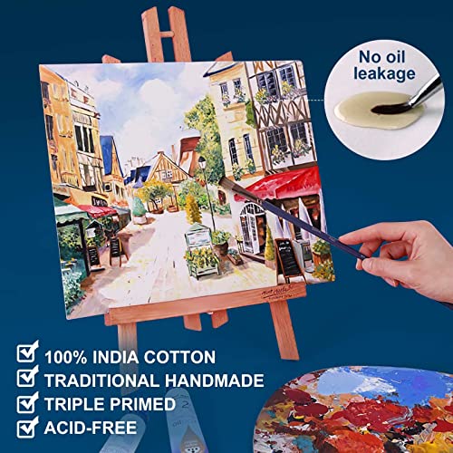 Canvas Panels 24-Pack 13x18, 20x25, 24x30, 28x36cm, 300 GSM Triple Primed Acid-Free 100% Cotton Paint Canvas for Painting, Blank Flat Canvas Board for Oil Paint Acrylics Watercolor Tempera Paint