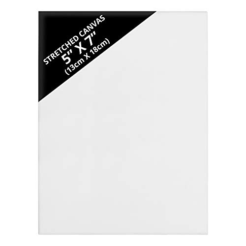 Belle Vous Blank Canvas (12 Pack) - 13 x 18cm (5 x 7 inches) - Small Pre Stretched Canvas Panel Boards - Suitable for Acrylic and Oil Painting Also for Sketching and Drawing