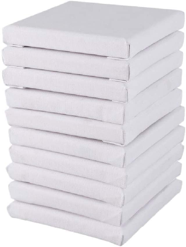 Niuelai 10Pack Mini Canvas Panel, 10x10cm Stretched Canvas Boards, Square Small Art Board for Oil Paint Blank 3.93"