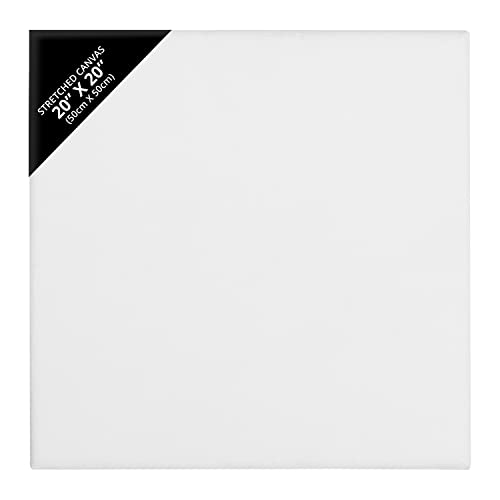 Belle Vous 4 Pack Blank Canvas- 50 x 50cm (20 x 20 inches) - Pre Stretched Canvas Panel Boards - Suitable for Acrylic and Oil Painting Also for Sketching and Drawing