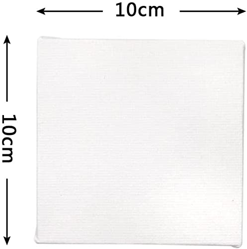 Niuelai 10Pack Mini Canvas Panel, 10x10cm Stretched Canvas Boards, Square Small Art Board for Oil Paint Blank 3.93"