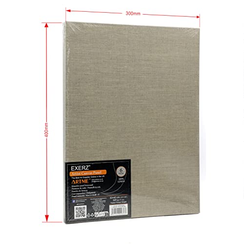 Exerz 30x40cm Canvas Panels Linen - 3mm 280gsm 100% Linen Artist Canvas Board/Triple Primed/Acid Free/Medium Grain - Oil & Acrylic Painting for Artists at All Levels (30x40cm-6pk Linen)