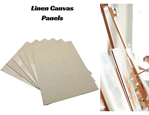 Exerz 30x40cm Canvas Panels Linen - 3mm 280gsm 100% Linen Artist Canvas Board/Triple Primed/Acid Free/Medium Grain - Oil & Acrylic Painting for Artists at All Levels (30x40cm-6pk Linen)