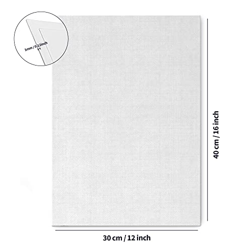 MATSURO Canvas Panels 30x40cm Watercolour Board for Painting | White Board Art Set with 16 x 12 Inch Oil Painting Paper, 100% Cotton 280gms White Acrylic Sheet A3 | 6 Pieces