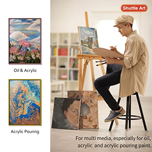 12 Pack Canvas for Painting, Shuttle Art 11x14 Inches (28 x 36 cm) Stretched Blank Canvas Boards, 100% Cotton, Primed White Painting Canvas, Canvases for Acrylic, Oil, Acrylic Pouring Painting