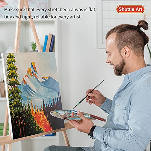 12 Pack Canvas for Painting, Shuttle Art 11x14 Inches (28 x 36 cm) Stretched Blank Canvas Boards, 100% Cotton, Primed White Painting Canvas, Canvases for Acrylic, Oil, Acrylic Pouring Painting