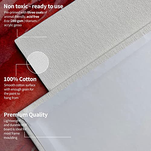 MATSURO Canvas Panels 30x40cm Watercolour Board for Painting | White Board Art Set with 16 x 12 Inch Oil Painting Paper, 100% Cotton 280gms White Acrylic Sheet A3 | 6 Pieces
